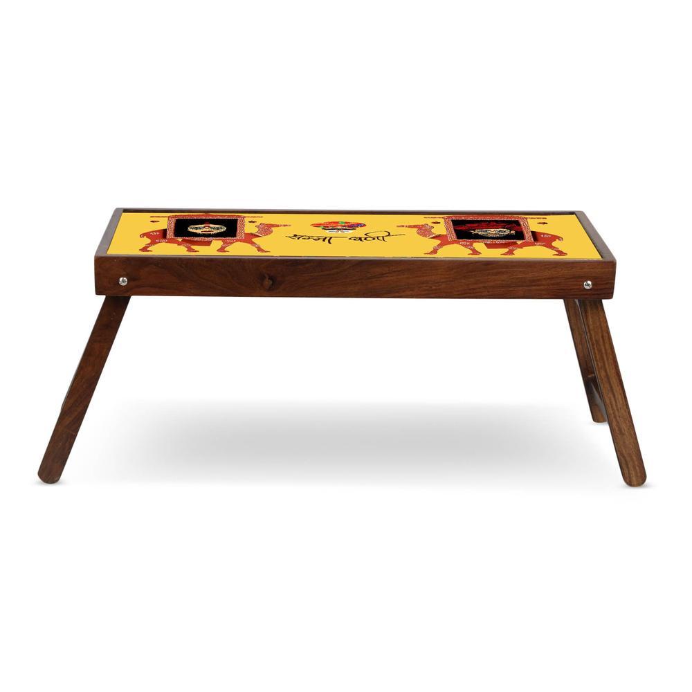 Khamma Ghanni Solid Wood Bookshelf and Serving Tray In Multicolour
