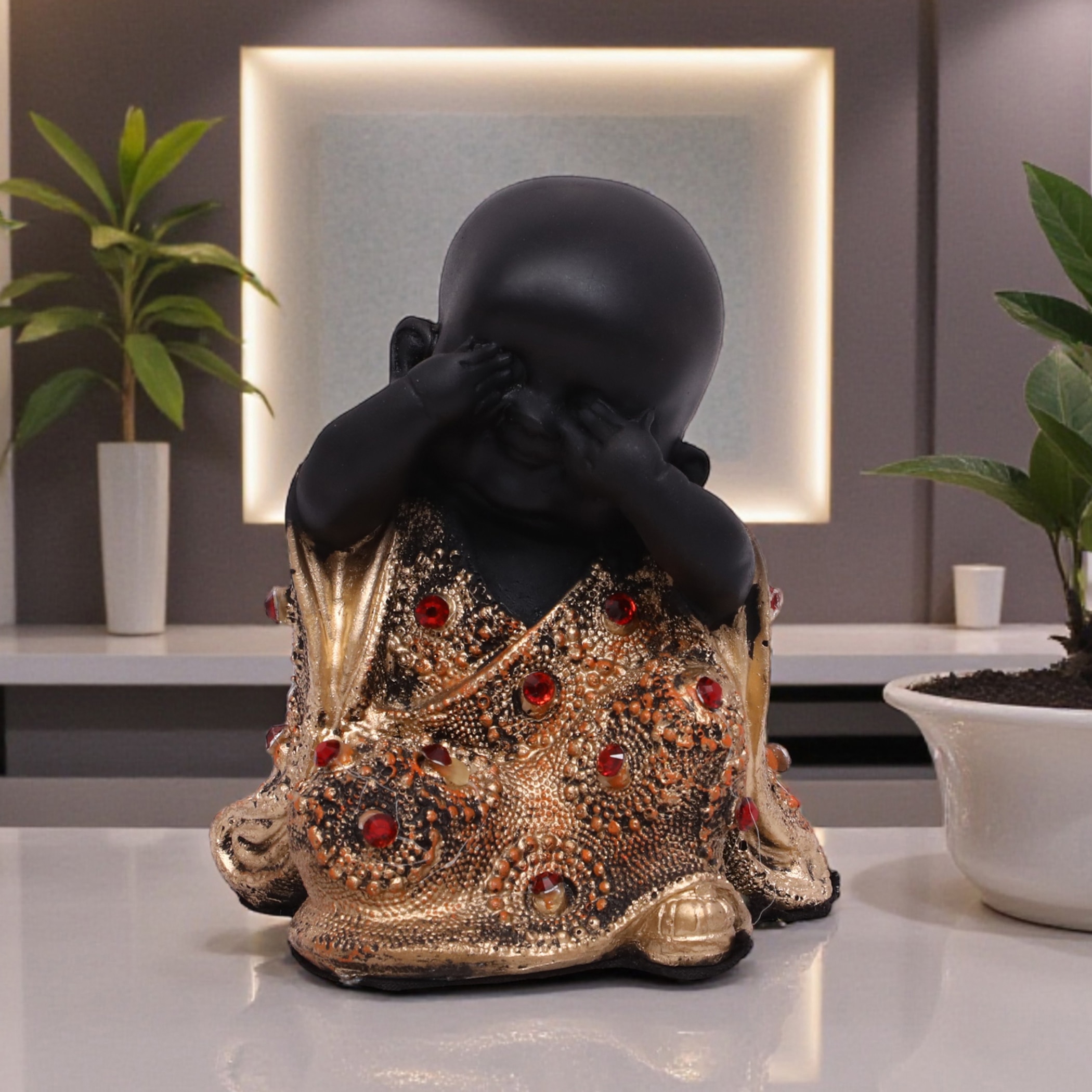 VEDAS Polyresin  Figurine in Black Colour - Vedas