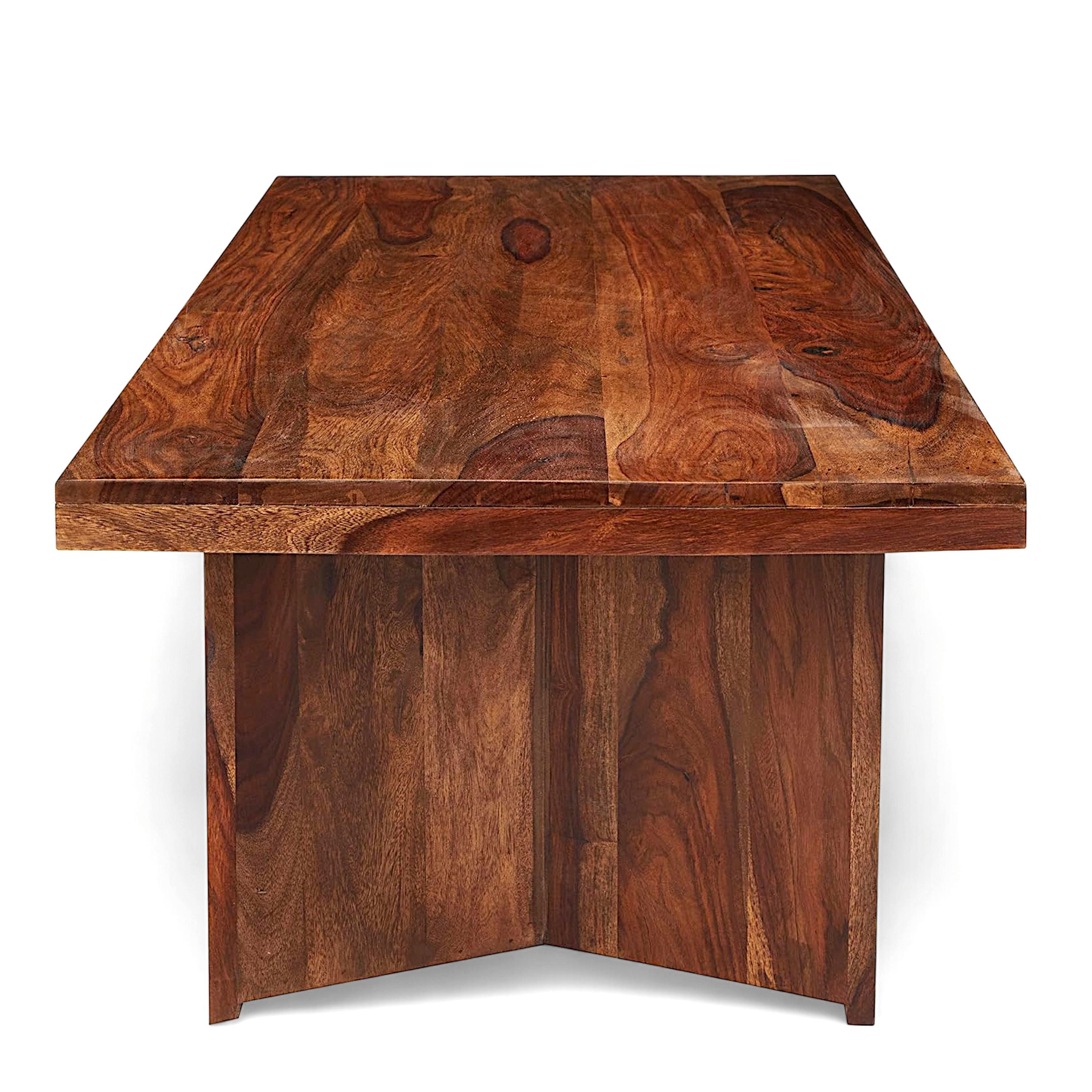 Kassel Sheesham Wood Contemporary Rectangle Coffee Table In Natural Teak Finish
