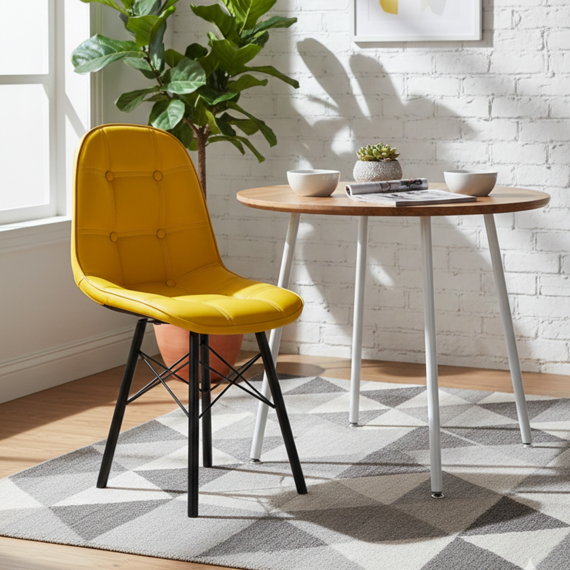 Beautiful Leatherette Dining Chair in Yellow Colour - Adiko Systems