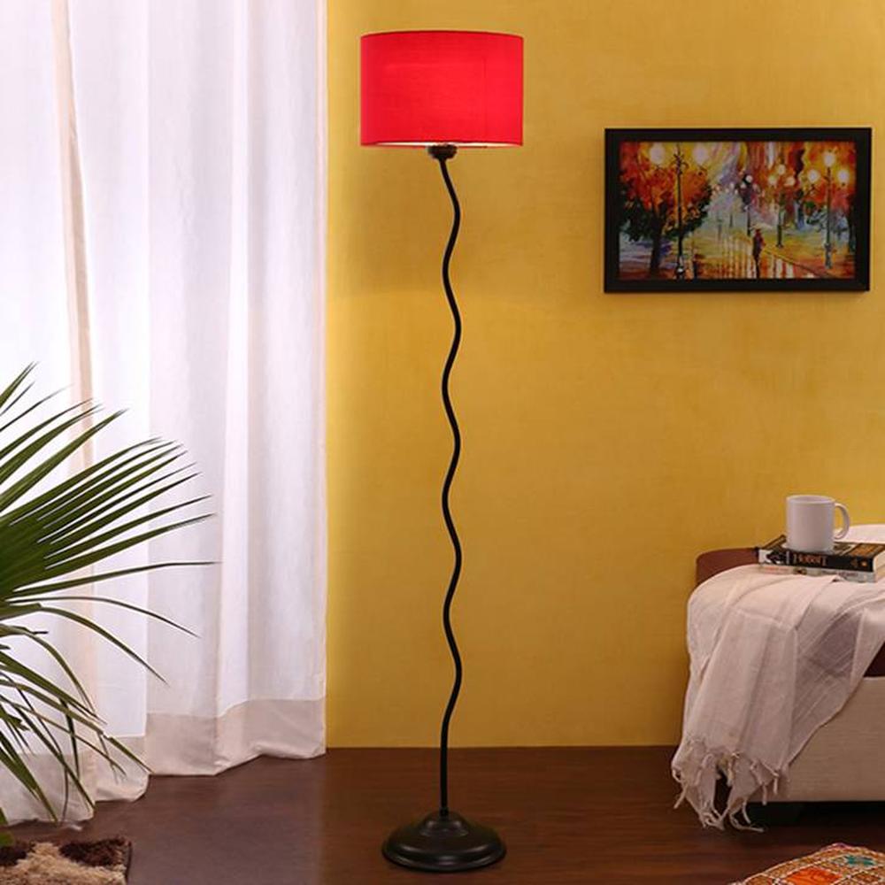 Andre Black Cotton Shade Floor Lamp