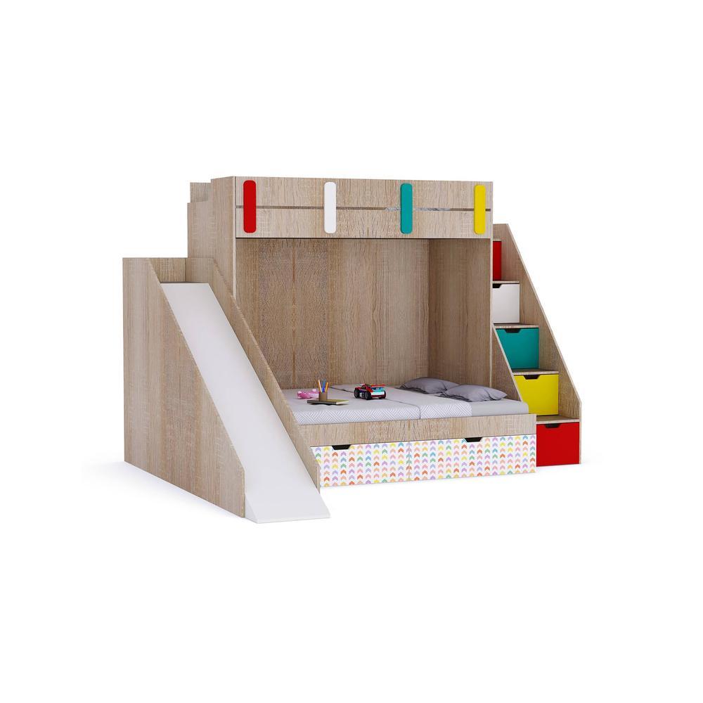 Sleep Nâ€™ Slide Bunk Bed with Slide and Storage in Oak Colour BKBB027