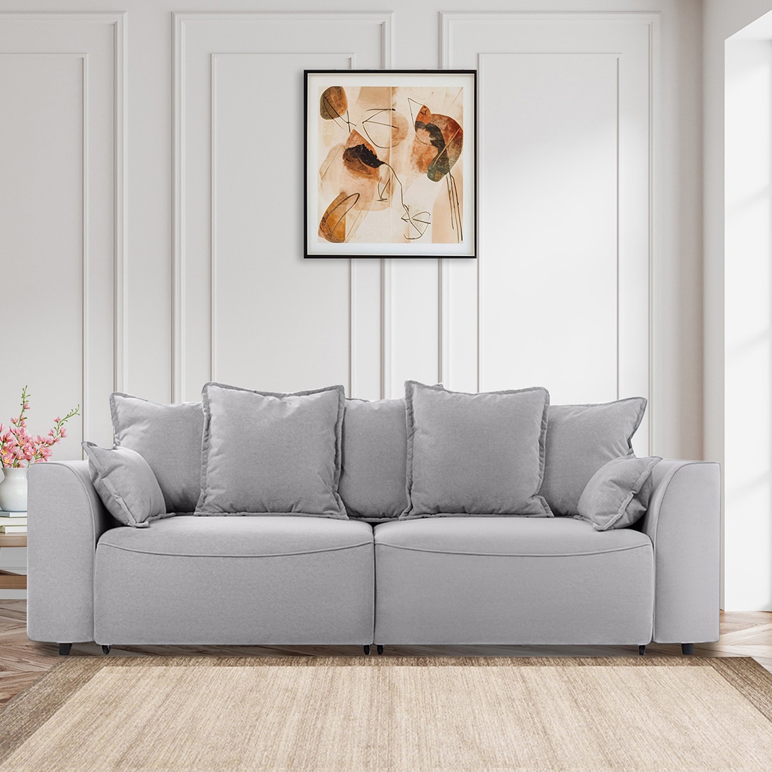 Leon 3 Seater Pull Out Sofa cum Bed  in Grey Colour - Home Lifestylez