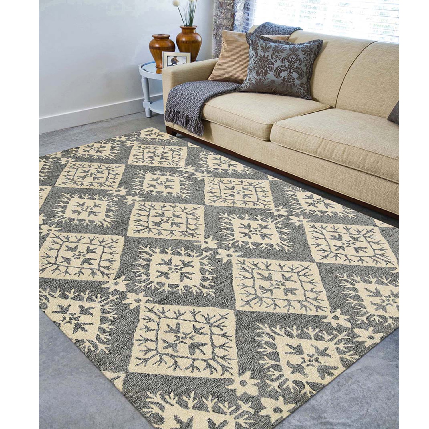Suzanne Shale Gray Solid Hand-Tufted Wool 8X5 Feet Carpet