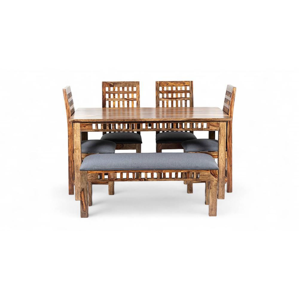 Oakmont Sheesham Wood Accent 6 Seater Dining Table Set