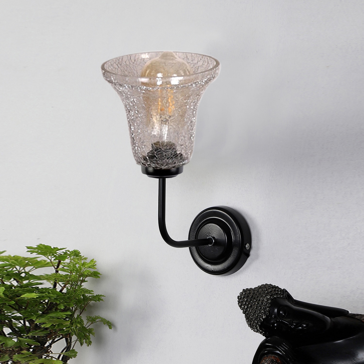 Devansh Metal Electric Wall Light in black Colour with Transparent Shade Count of 1 Light - Devansh
