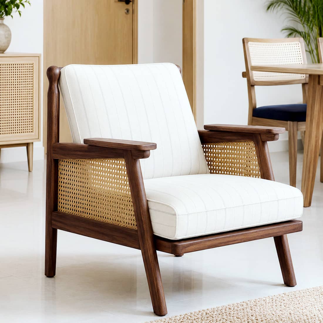 Editor One Seater Sofa Chair in Teak Finish - HomeDfy