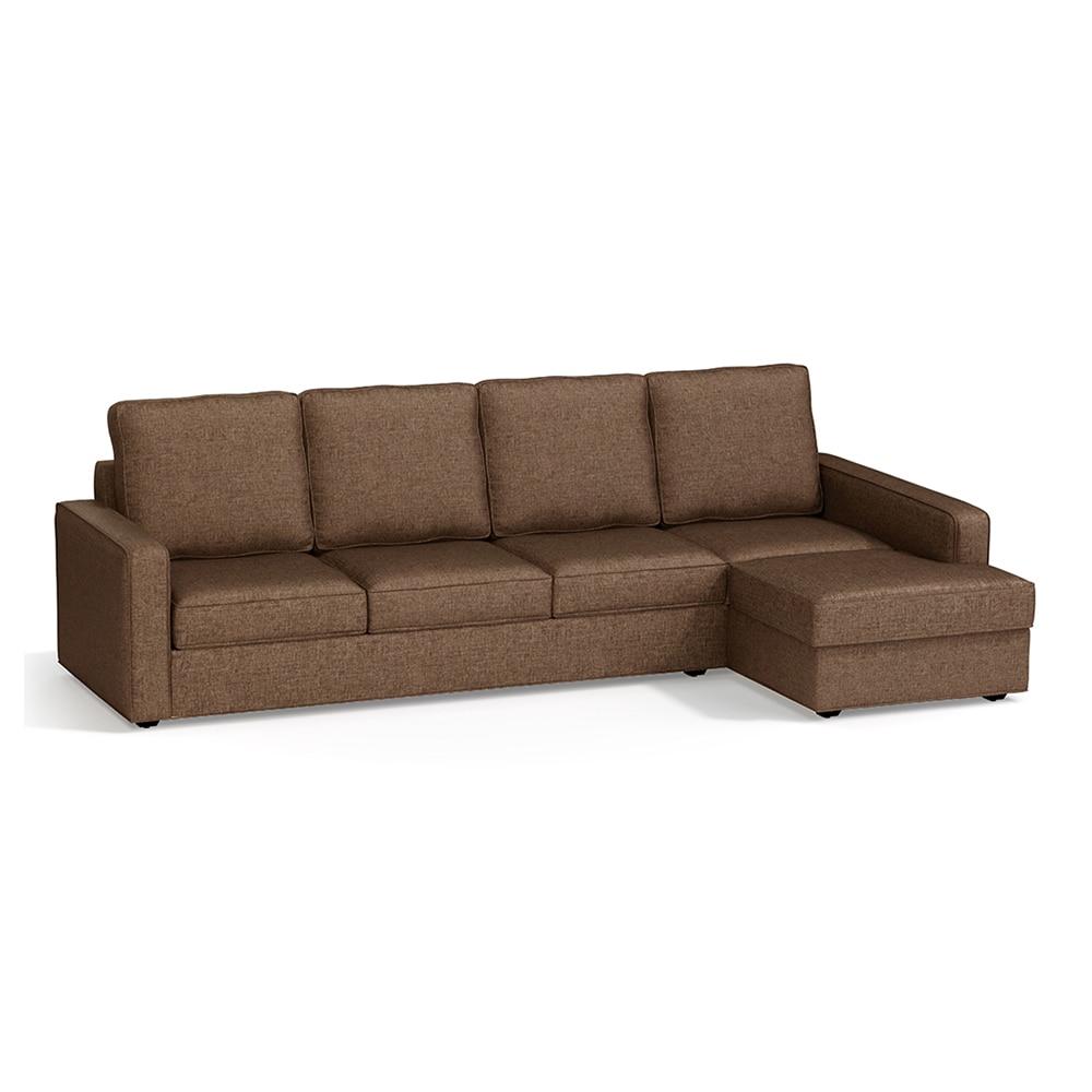 Apollo Compact Sofa (Colour : Mocha, Cushion : Soft, Back Type : High Back, Seating Capacity : Right Aligned 3 Seater + Right Aligned Chaise + Ottoman)