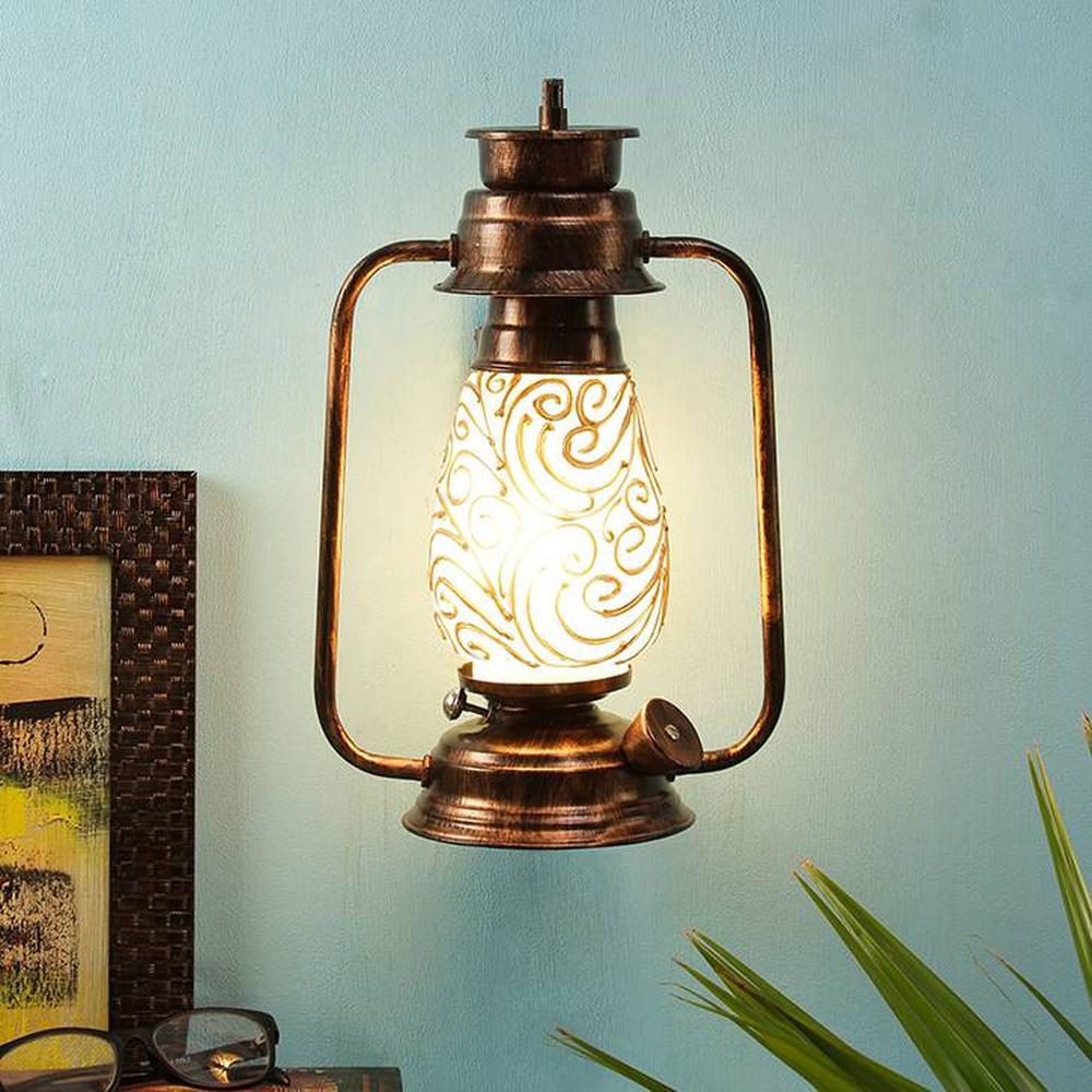 Jolie Multicolor Metal Wall Mounted Lantern Lamp - Devansh