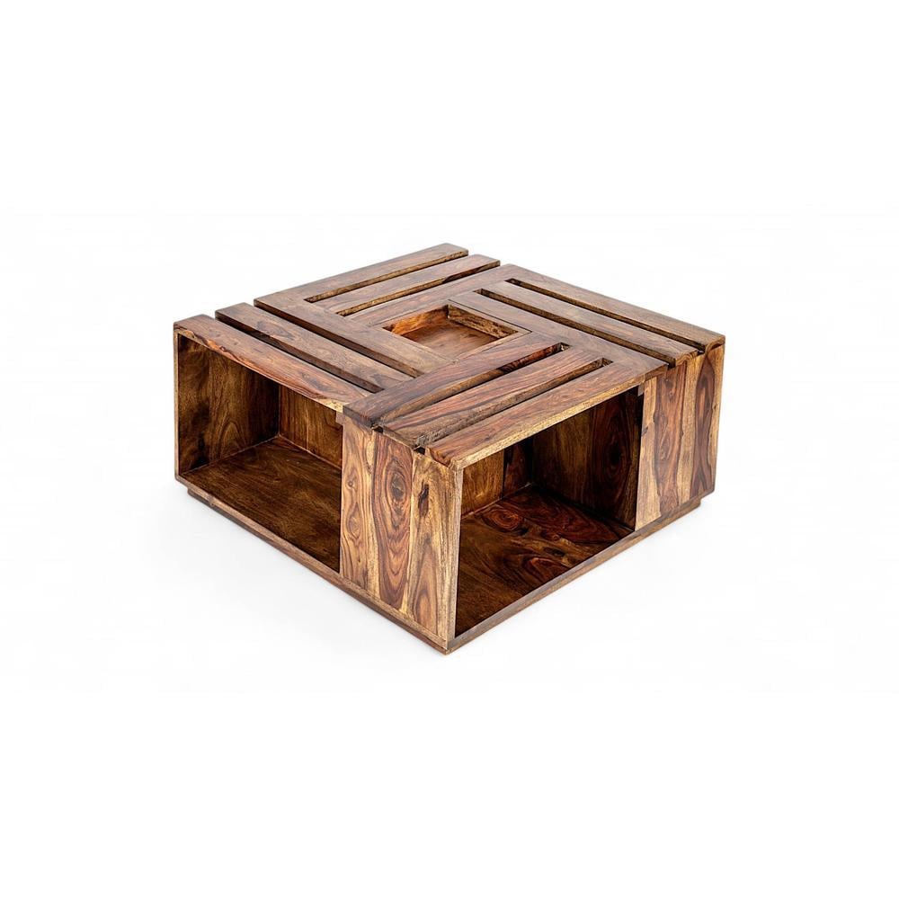 Milan Sheesham Wood Coffee Table In Teak Finish