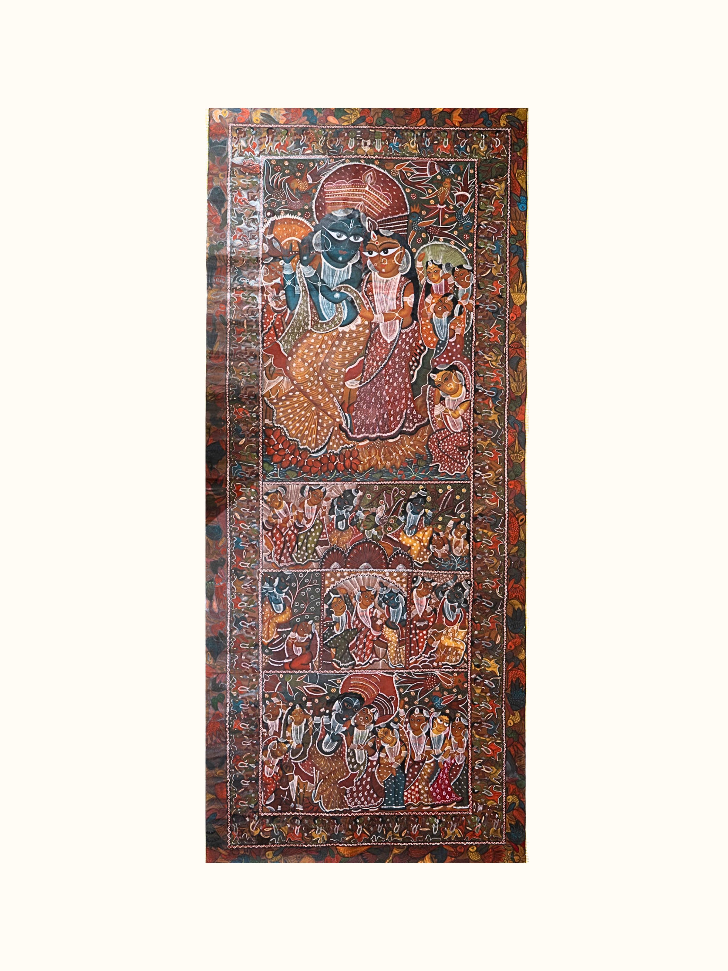 Front view of Krishna Patachitra Leela Painting