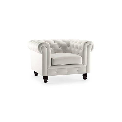 Winchester 1 Seater Half Leather Sofa in White Colour