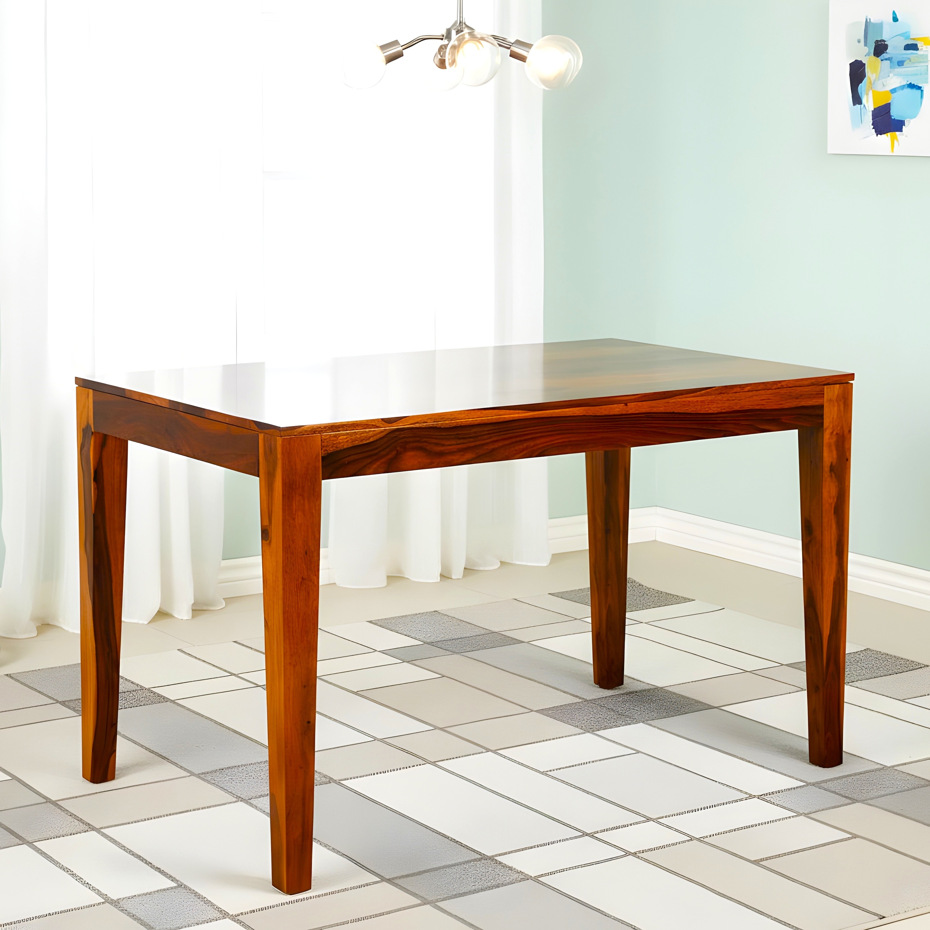 Oakmont Sheesham Wood 4 Seater Dining Table In Pine Finish