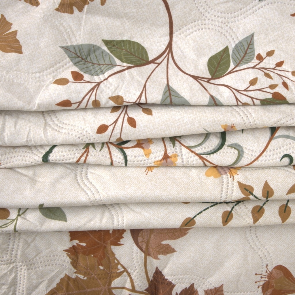 Eva Cream Floral Cotton Comforter Double Bed Reversible 350 Gsm Size 240 X 220 Cms