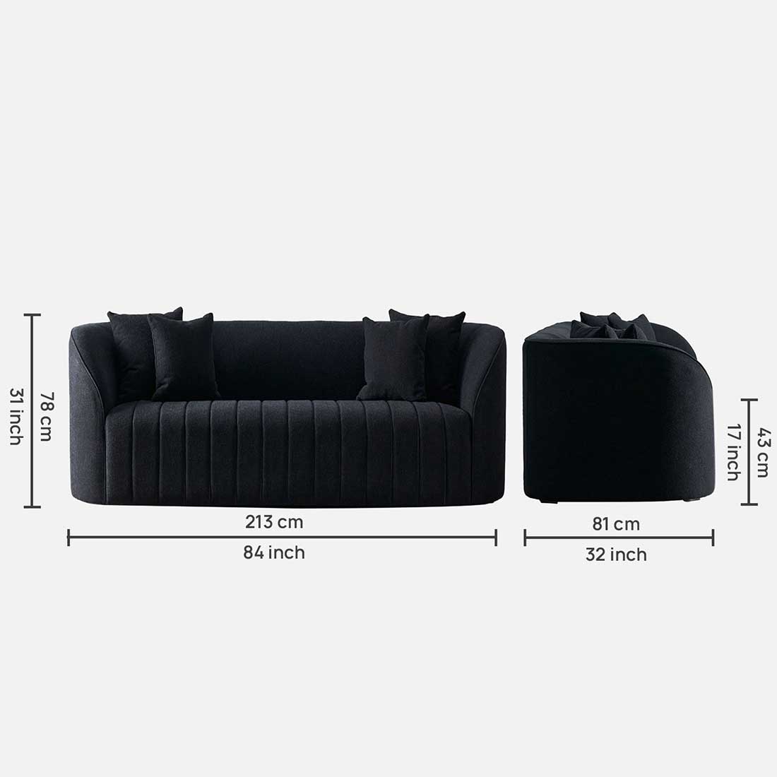 Baiwang Fabric Sofa (Black)
