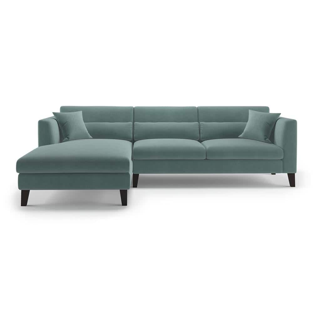 Lewis Sectional Sofa (Colour : Dusty Turquoise Velvet, Cushion : Hard, Seater : Left Aligned 3 Seater + Left Aligned Chaise)