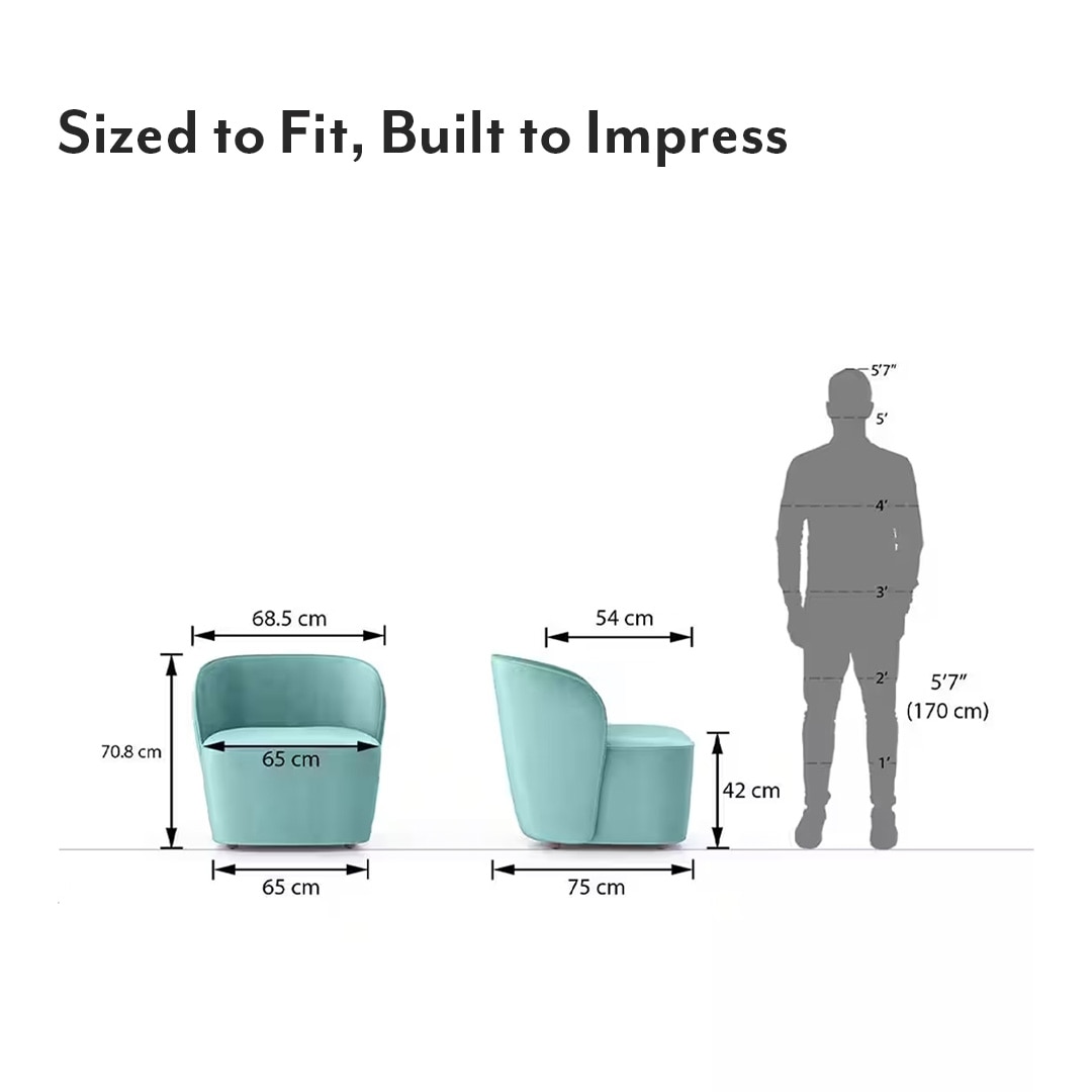 Portia Fabric Accent Chair in Icy Turquoise Colour