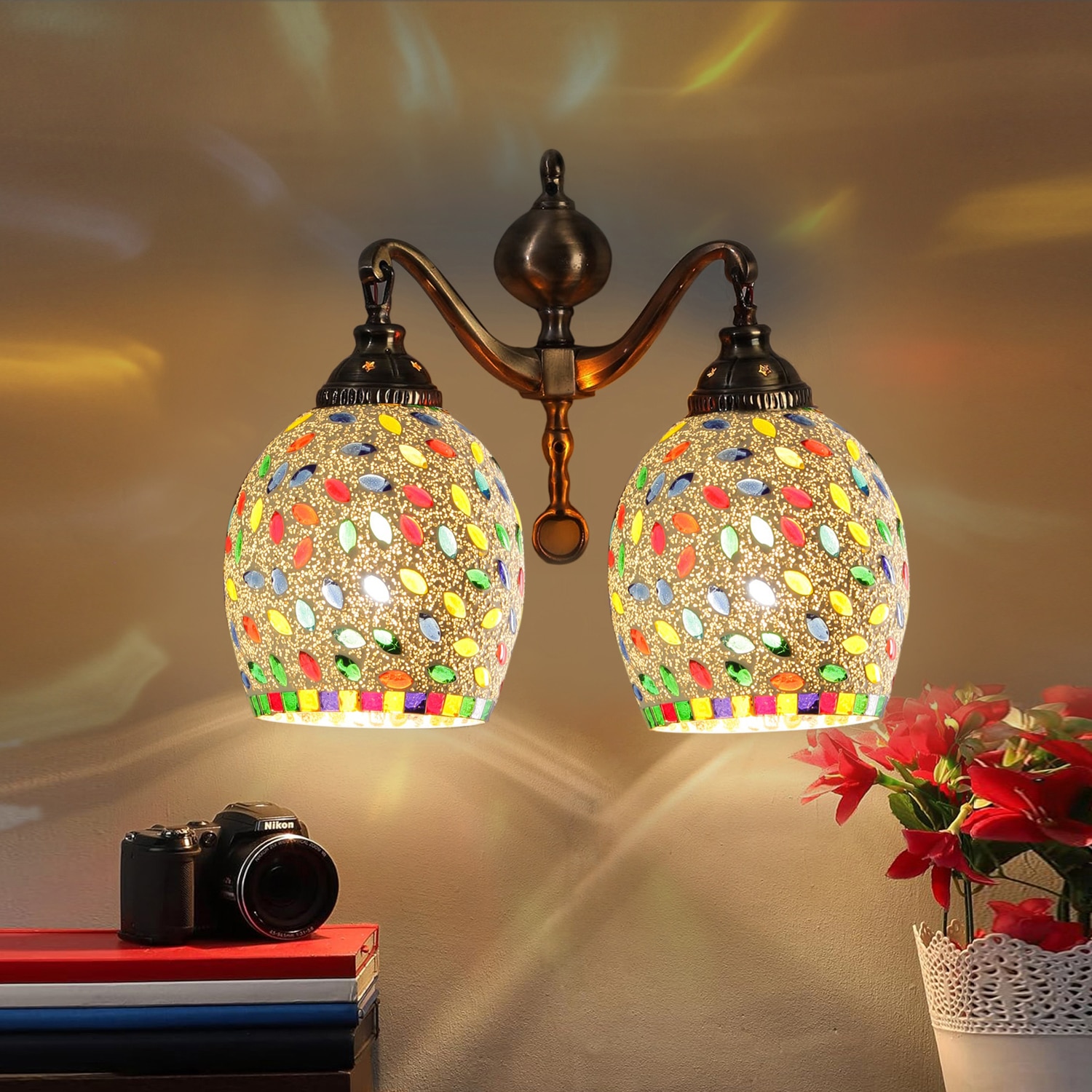 Devansh Metal Electric Wall Light in Multi Colour with Multi Shade Count of 2 Lights - Devansh