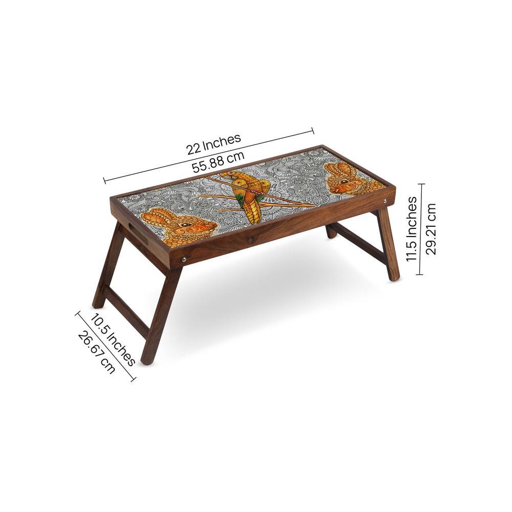 Doodle Art Solid Wood Bookshelf and Serving Tray In Multicolour