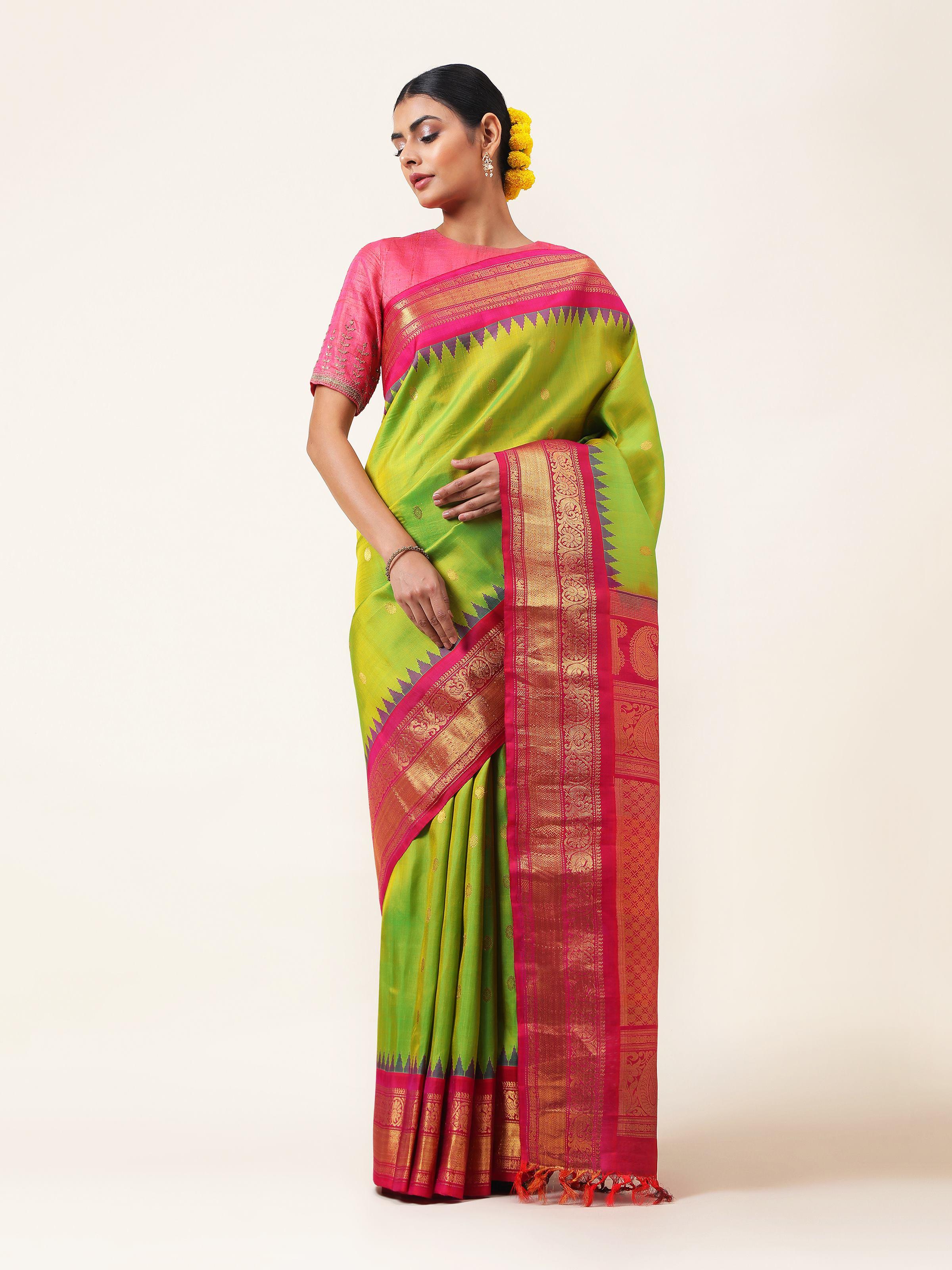Green Silk Gadwal Saree