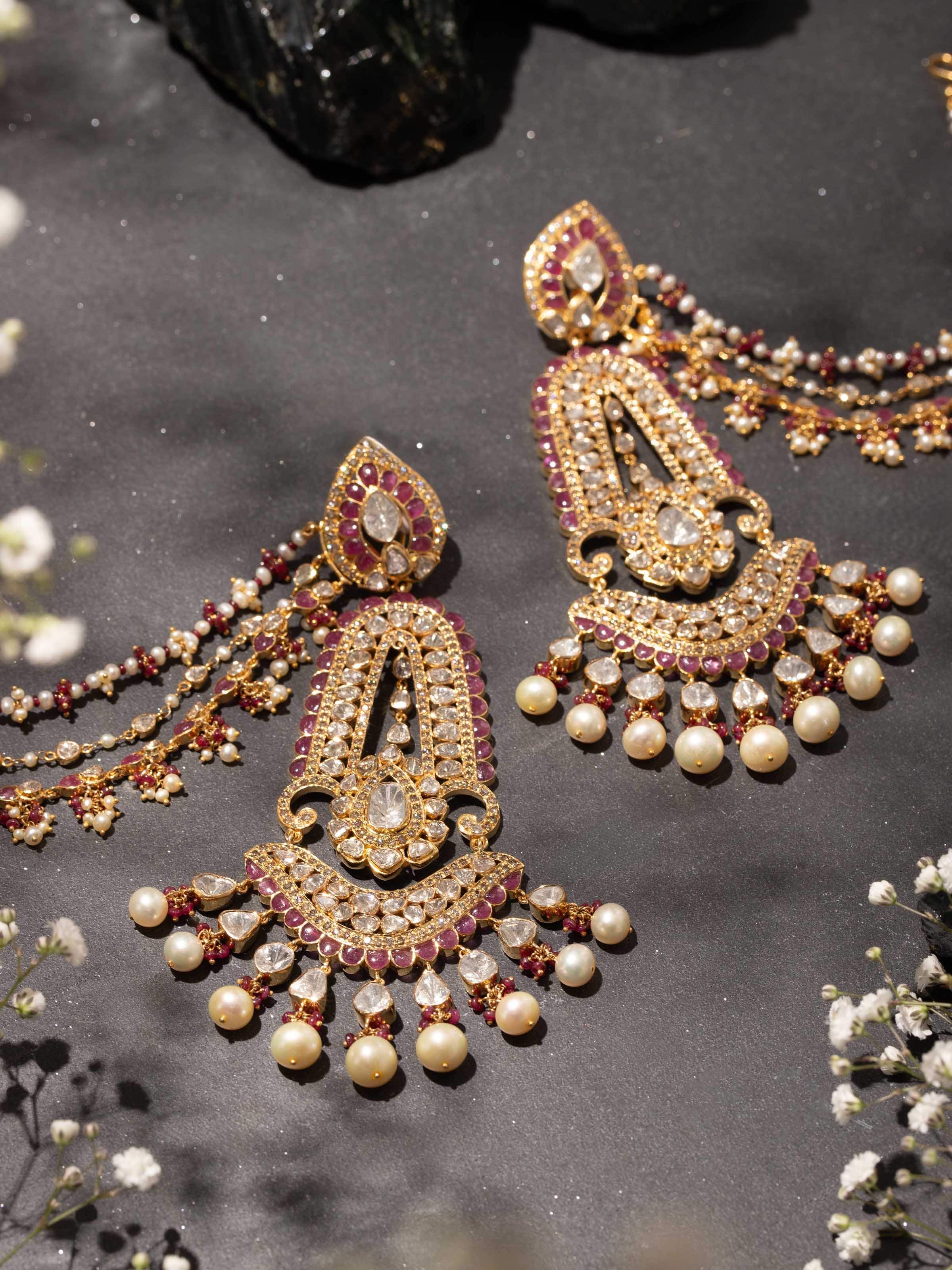 Dank Polki 14 Karat Gold Chandbalis