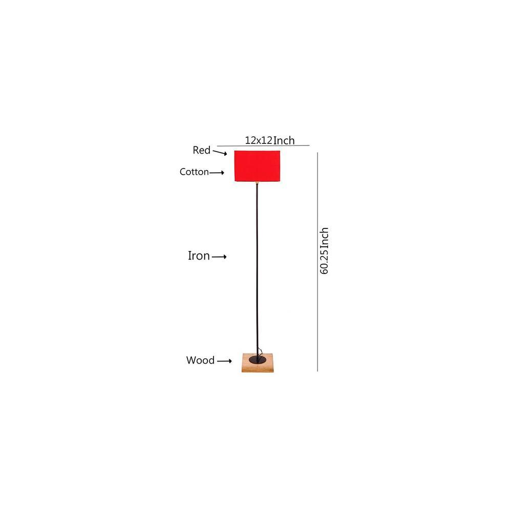 Drake Red Cotton Shade Floor Lamp