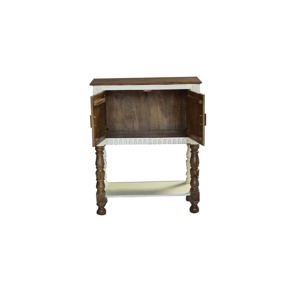 Wollman Solid Wood Cabinet In White Distress Finish