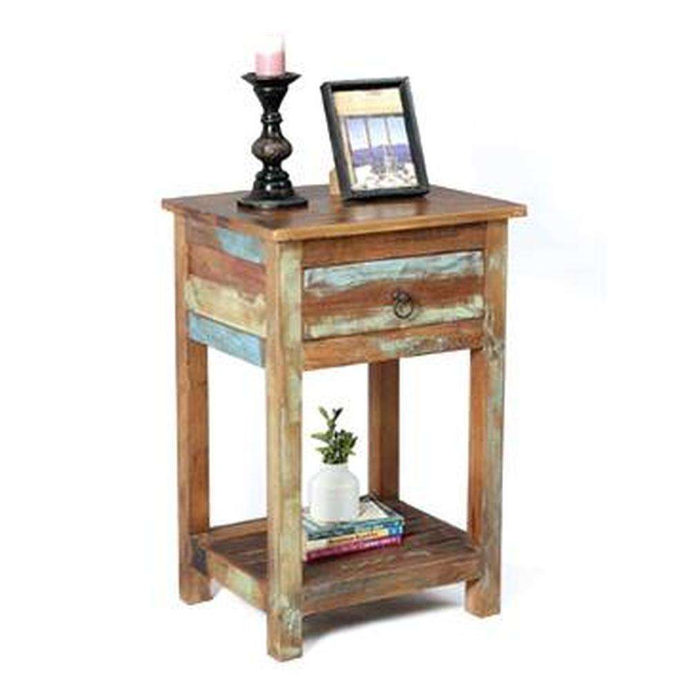 Adinoy Solid Wood Bedside Table Multicolored Finish