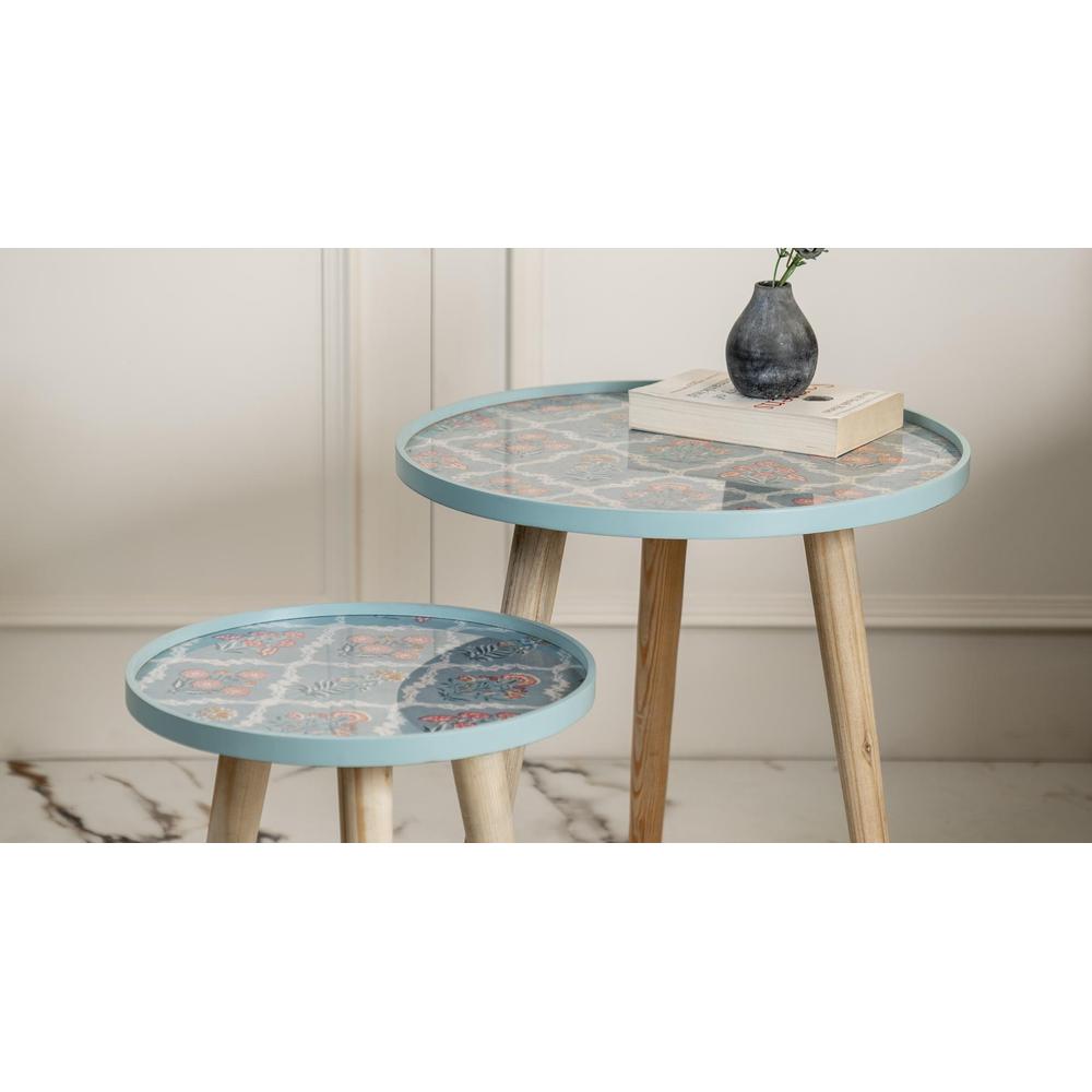 Phool Round Nesting Tables with Wooden Legs, Side Tables, Wooden Tables, Living Room Decor by A Tiny Mistake