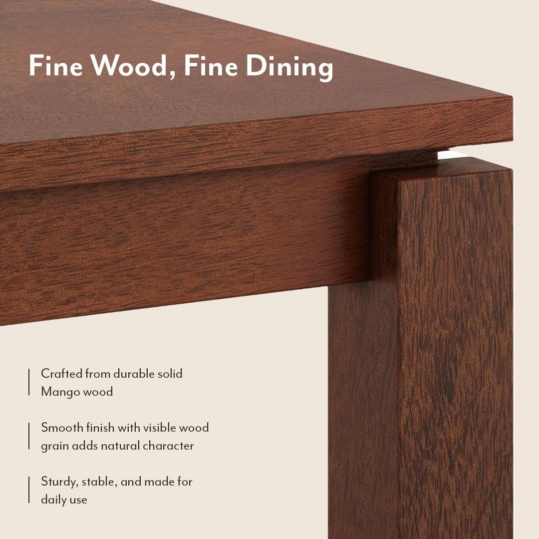 Atlas Solid Wood 6 Seater Compact Dining Table In Honey Finish