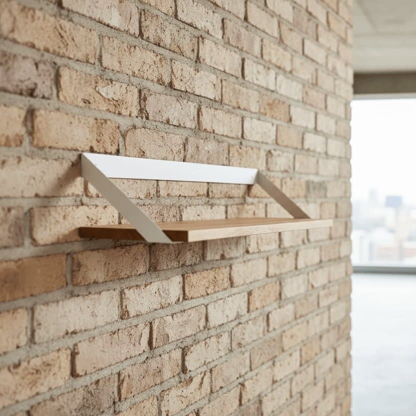 Slope Solid Wood Wall Shelf in Mango Natural & Metal White
