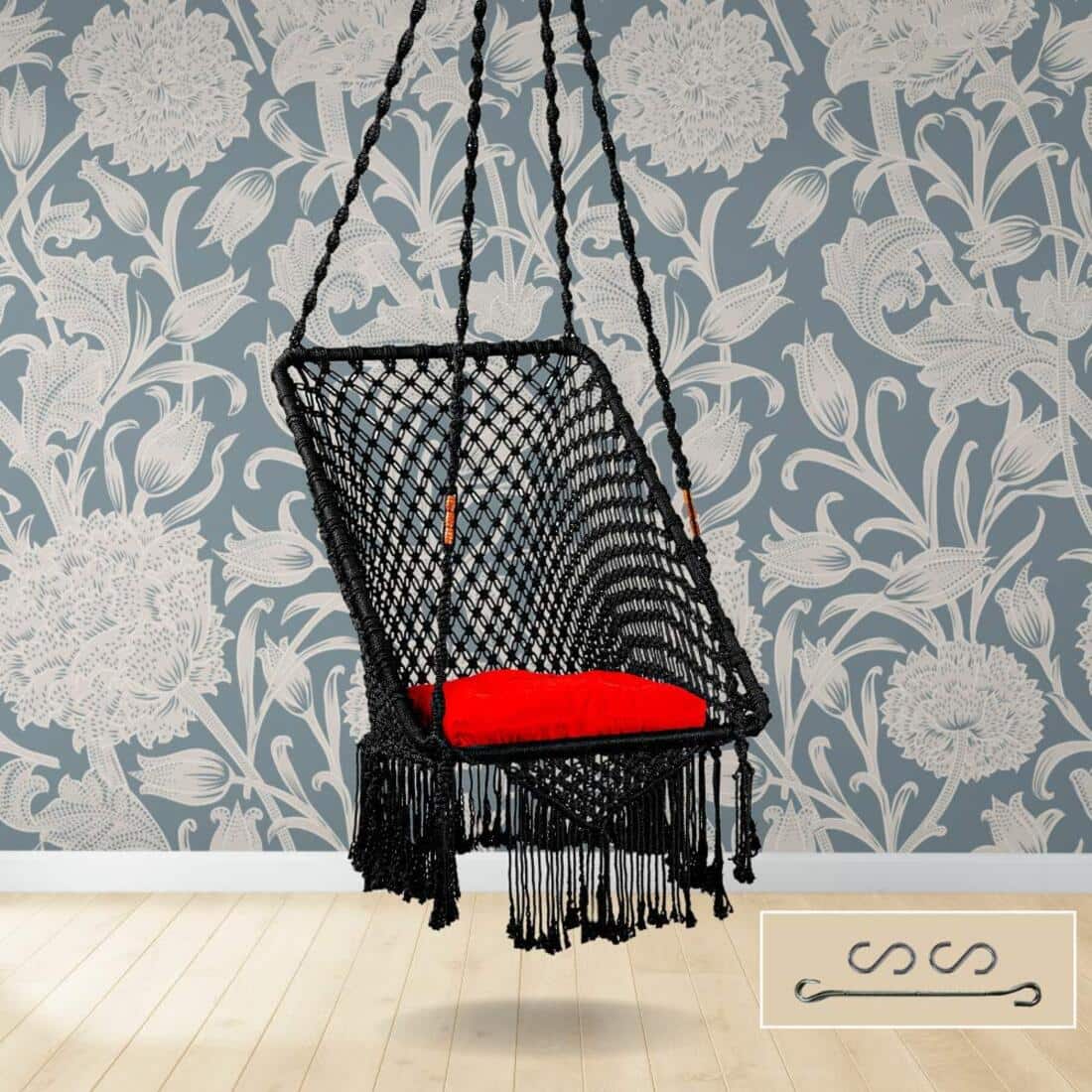 Swingzy Polyester Blend Premium Large Rectangle Swing Chair Black - AHREE