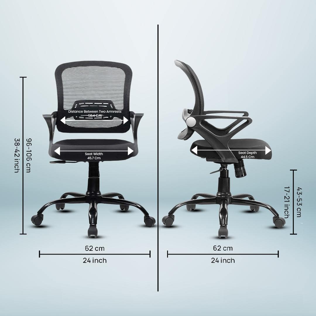 Elva Mid Back Mesh Office Chair in Black Color