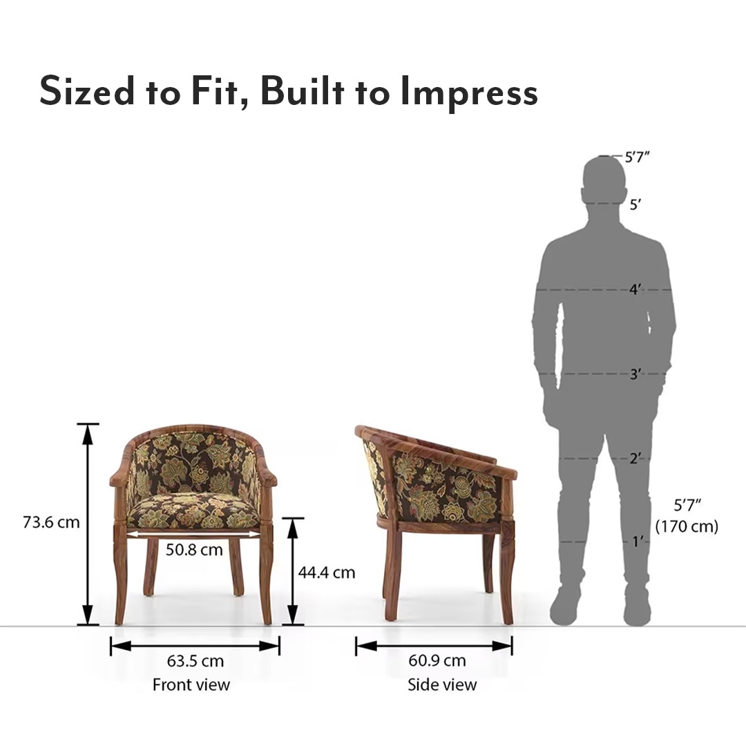 Florence Lounge Chair in Teak Finish and Chintz Floral Colour