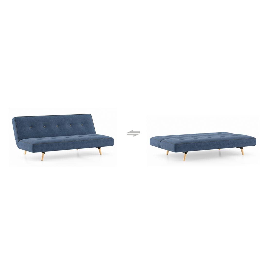 Zehnloch 3 Seater Click Clack Sofa cum Bed In Midnight Indigo Blue Colour