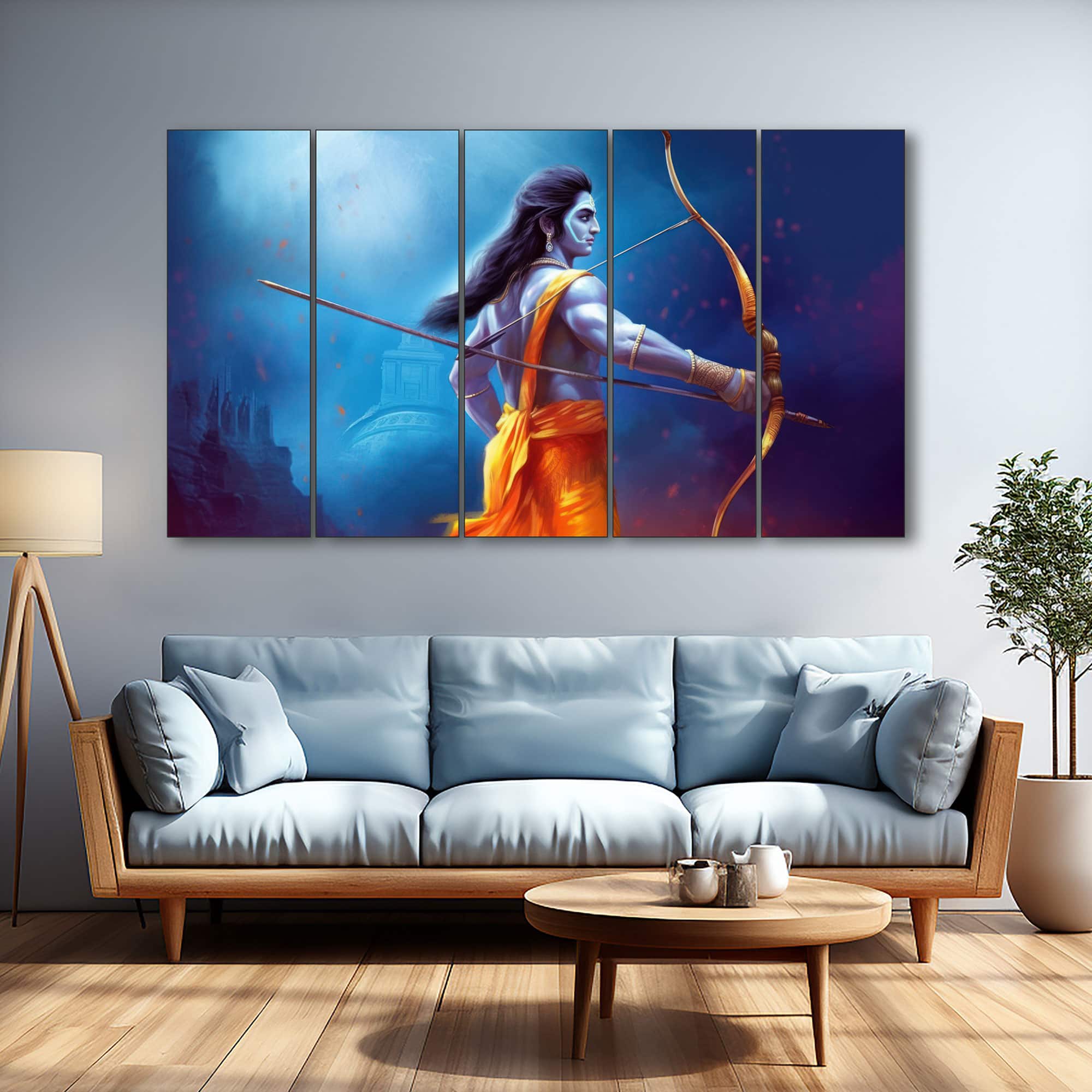 The Castle Decor Ram Ji Wall Painting Wooden Framed 27x48 Inch (Style 3) - The Castle Decor