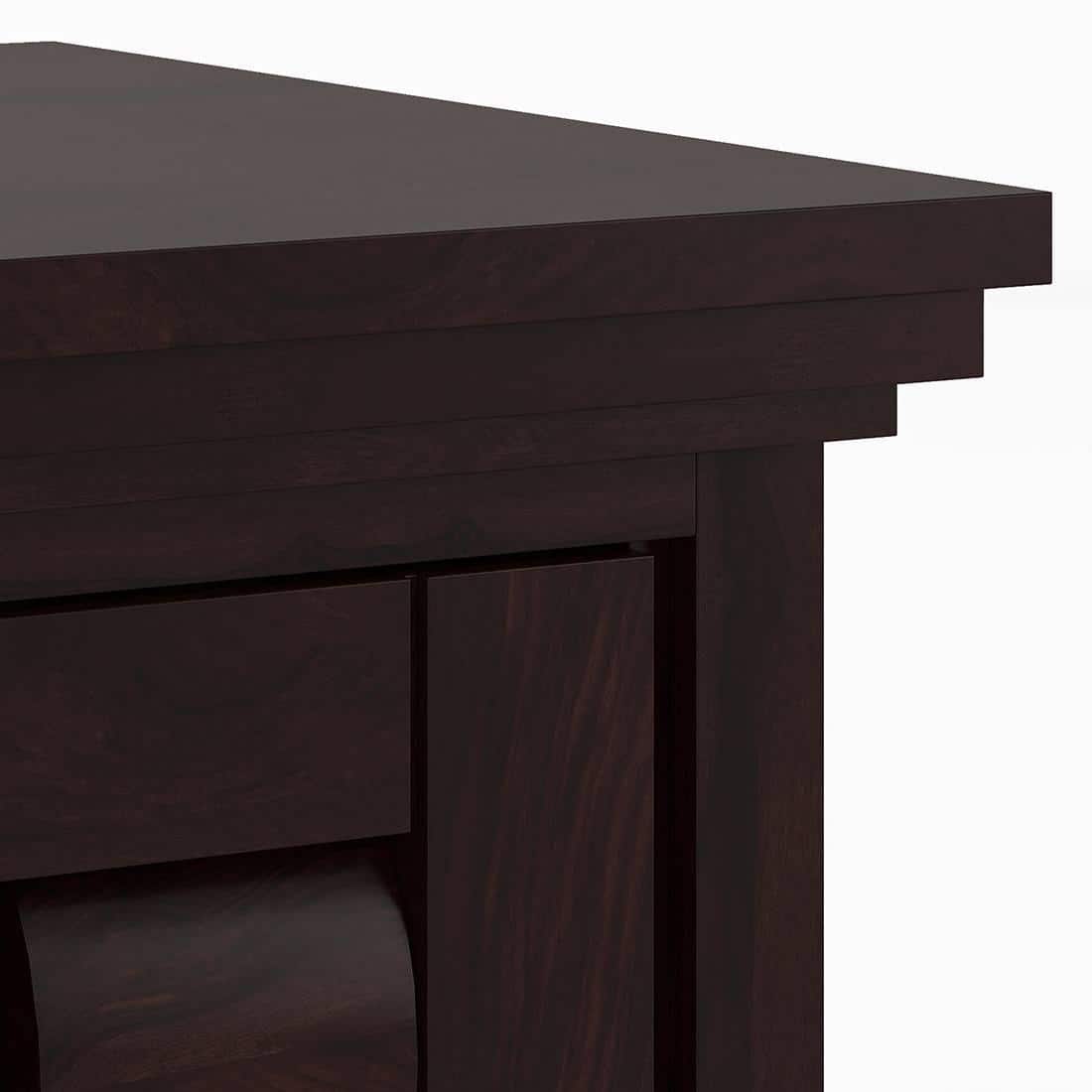 Weave Solid Wood Bedside Table in Mahogany Finish