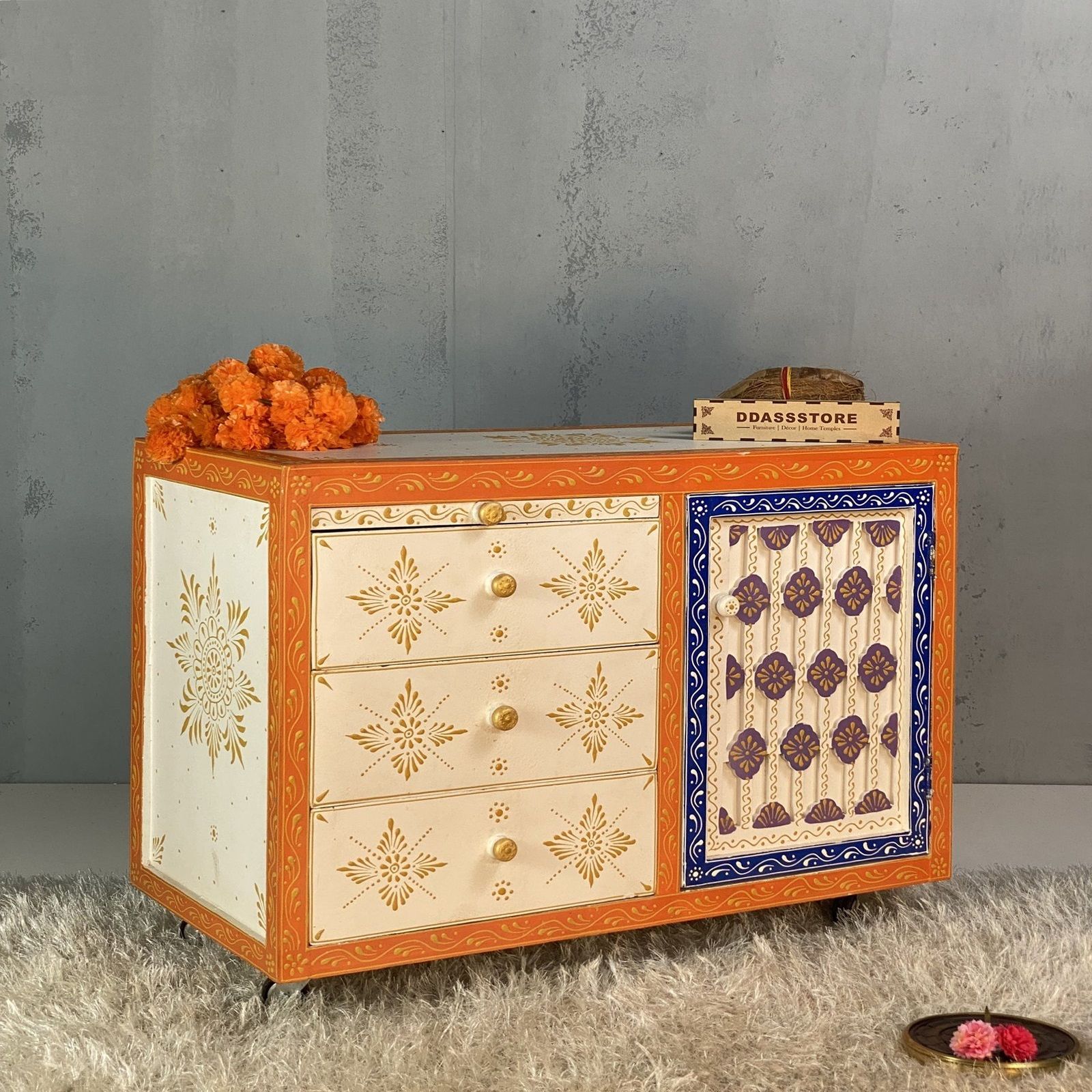D'Dass Honeywood Mdf and Sheesham  Wall Hanging Wooden Temple For Pooja - D'DASS
