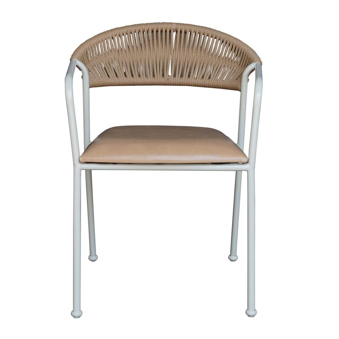 Costa Outdoor Table Set with 1 Table and 2 Chairs in Ivory White