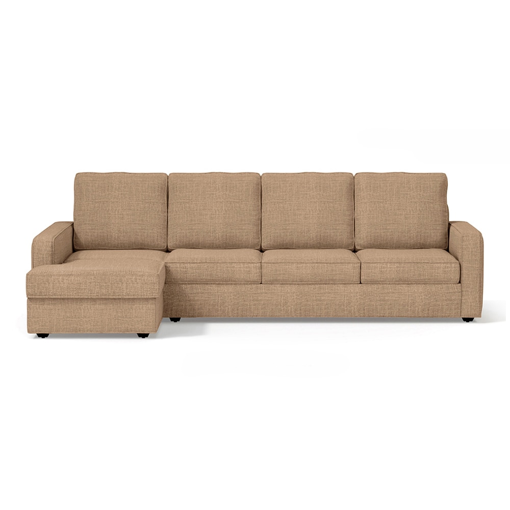 Apollo Sofa (Colour : Sandshell Beige, Cushion : Soft, Back Type : High Back, Seating Capacity : Left Aligned 3 Seater + Left Aligned Chaise) - Urban Ladder