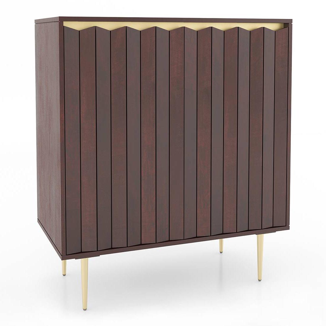Keoni Solid Wood Free Standing Bar Cabinet in Claret Mahogany Finish