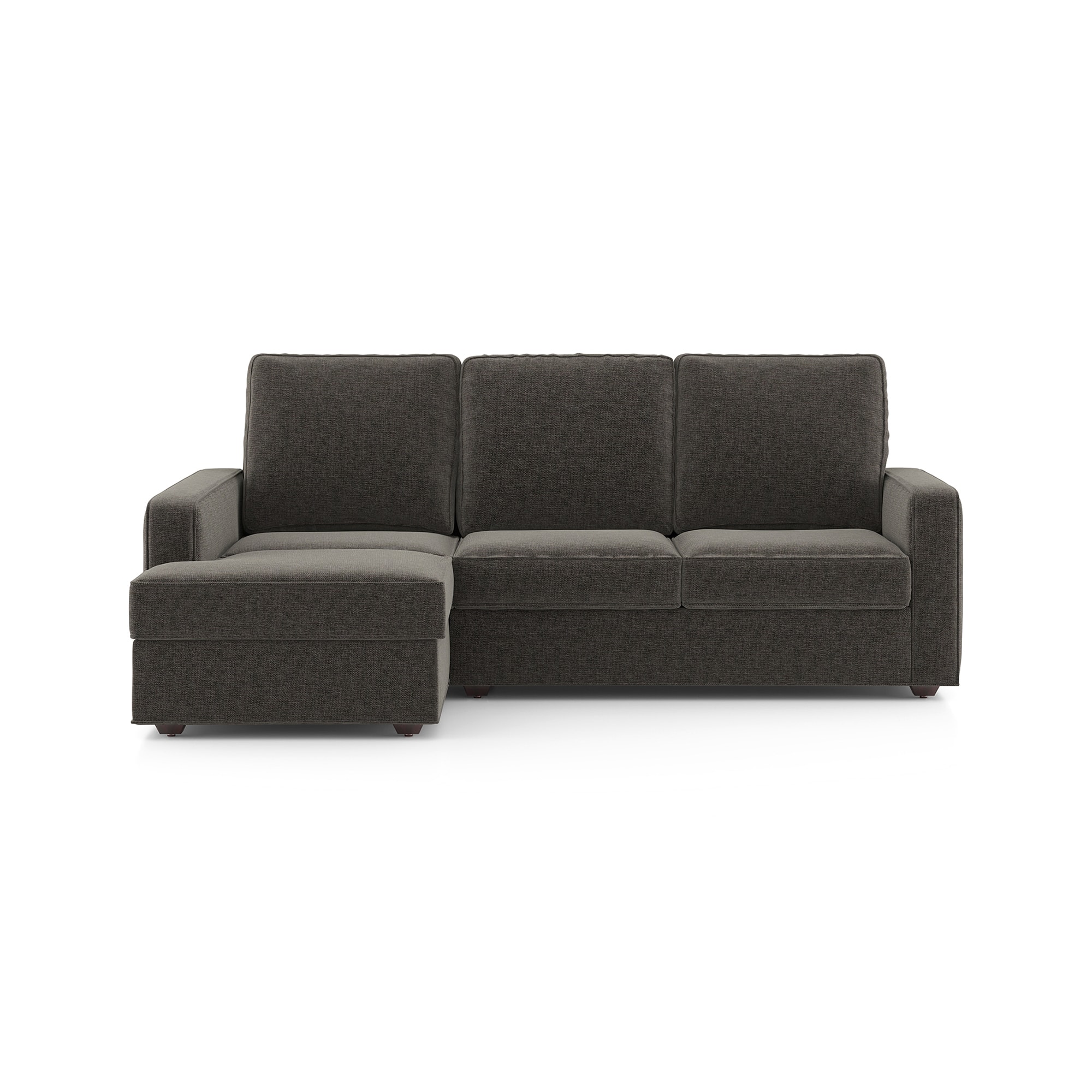 Apollo Sofa (Colour : Smoke, Cushion : Hard, Back Type : High Back, Seating Capacity : Left Aligned 2 Seater + Left Aligned Chaise) - Urban Ladder