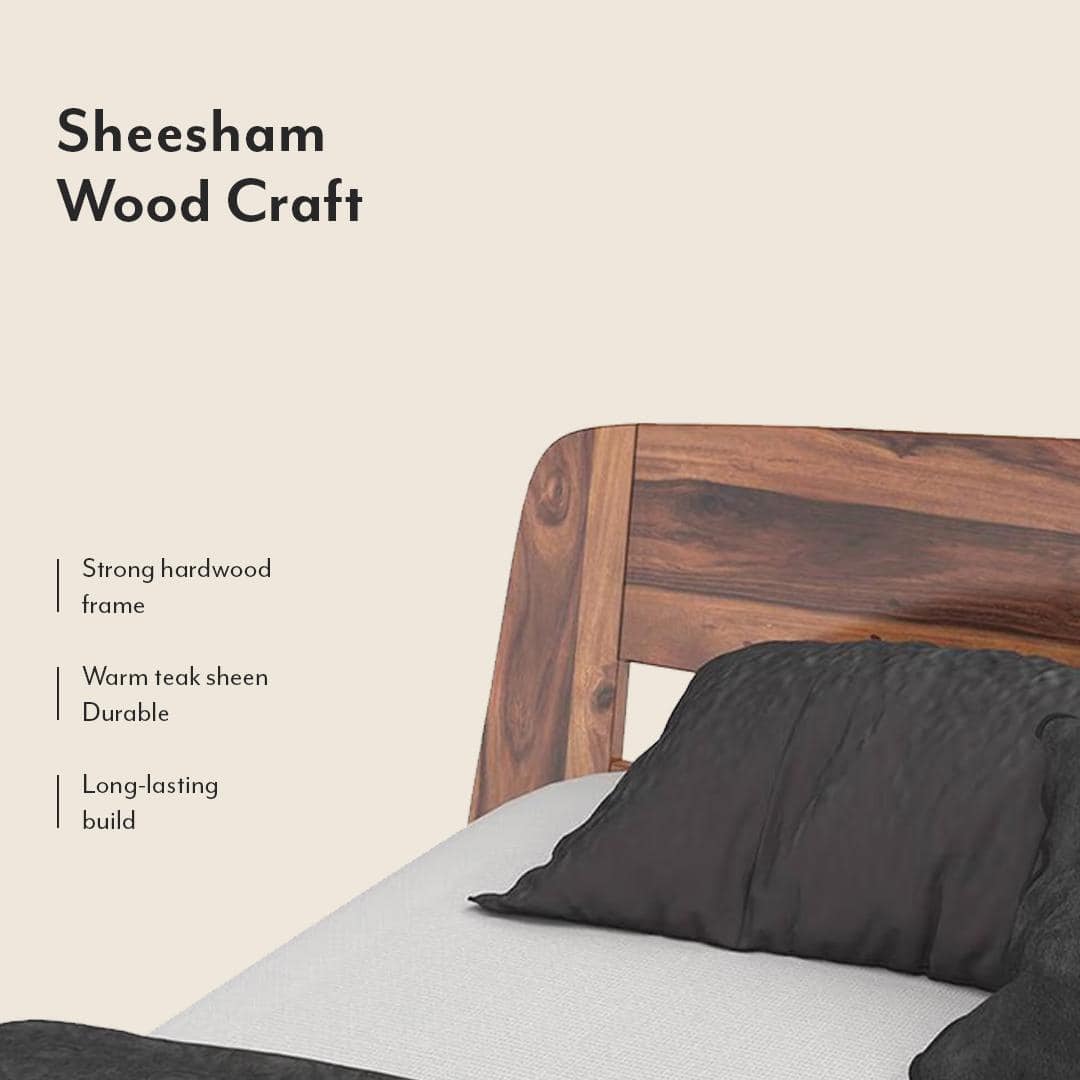 Tahiti Solid Wood Queen Size Bed In Teak Finish