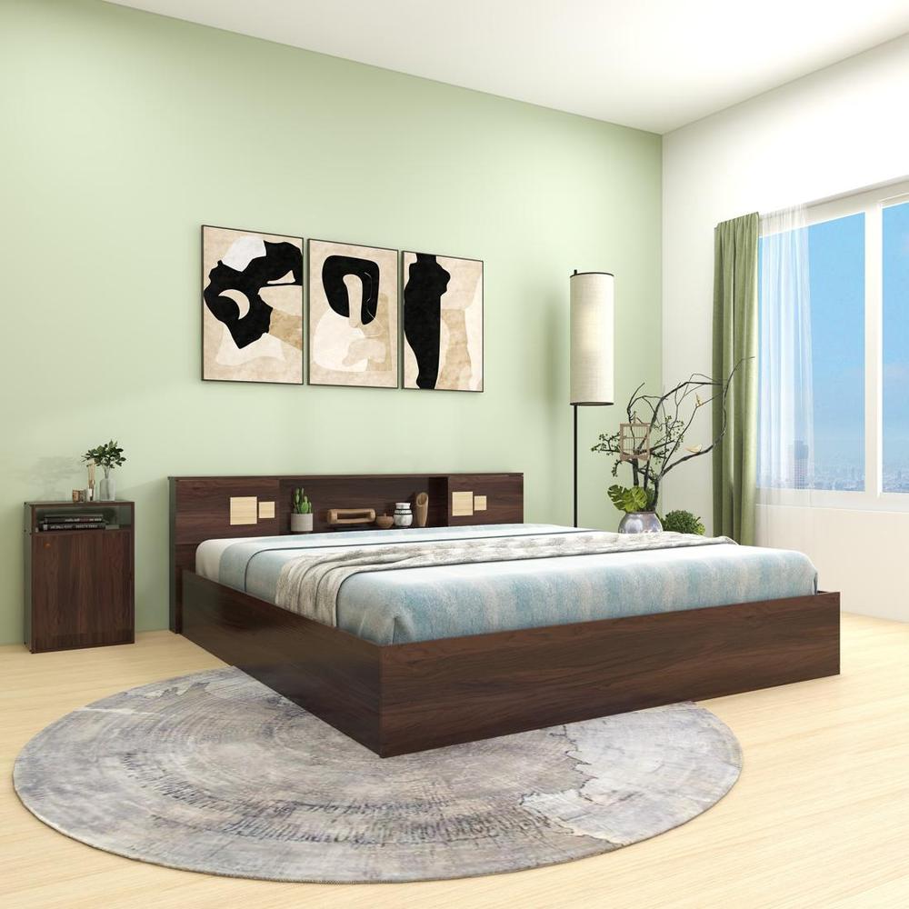 Kumiko King Size Bed In Walnut Finish