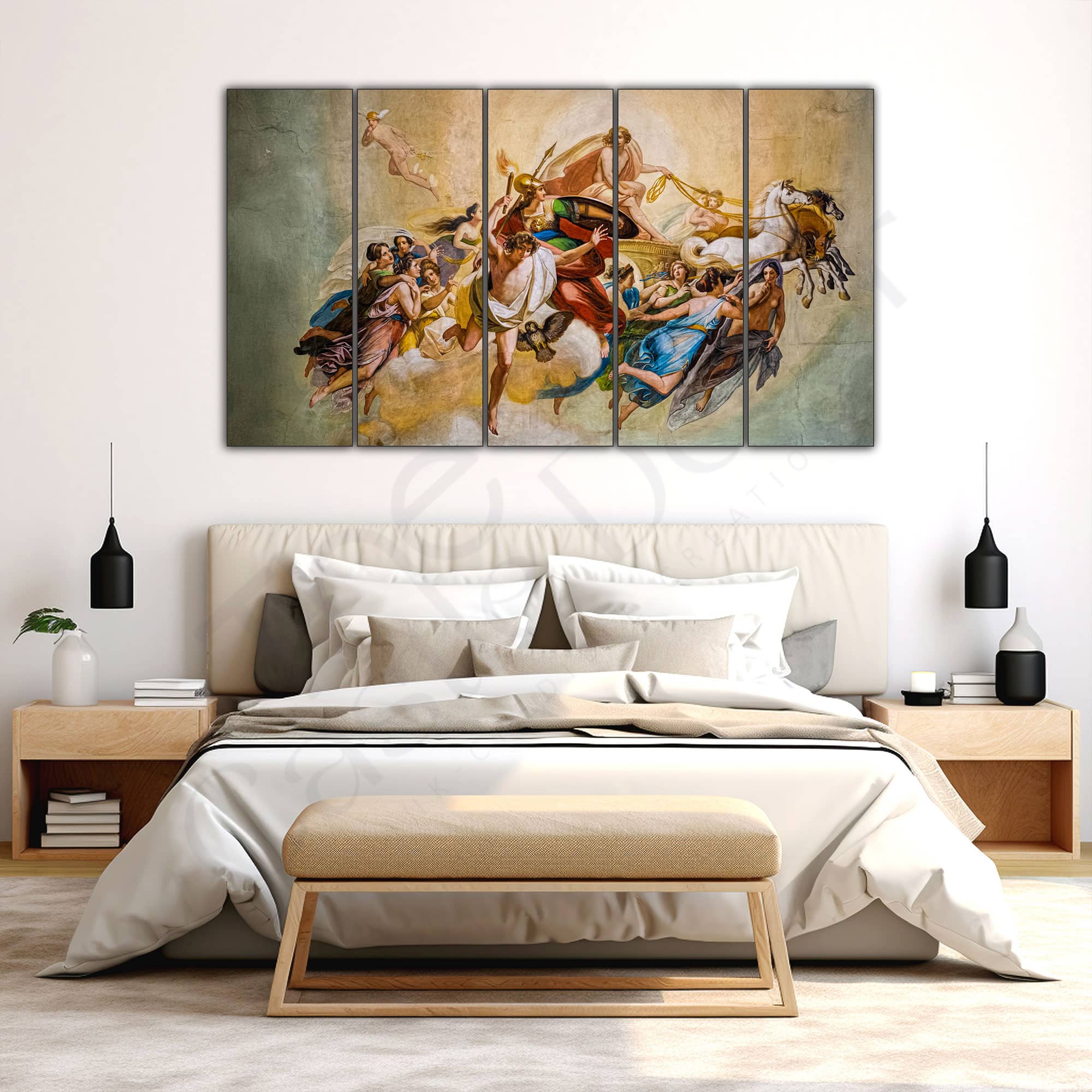 The Castle Decor Greek Art Wall Painting Wooden Framed Digital Painting 27x48 Inch (Style 2) - The Castle Decor