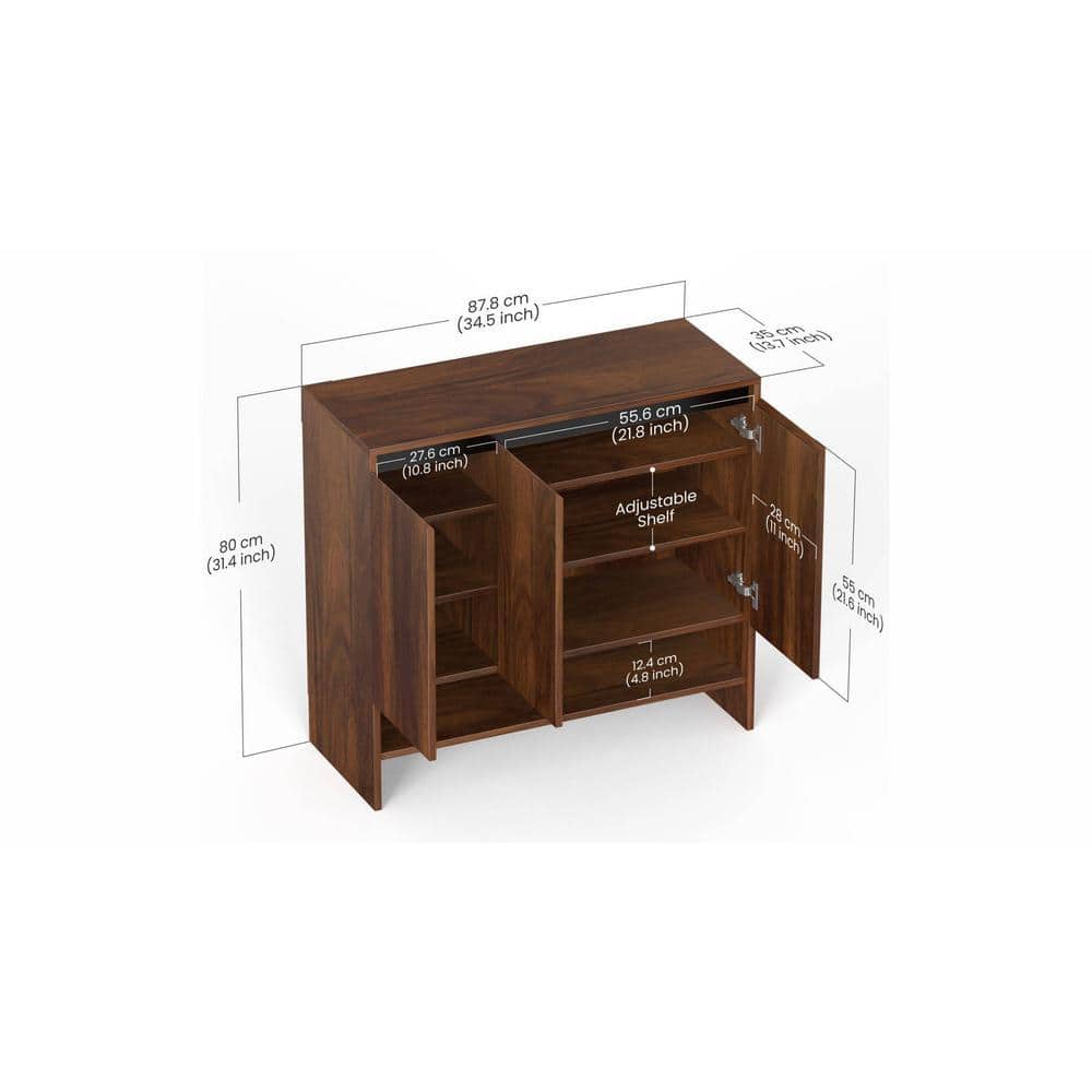 Mavis Engineered Wood 3 Doors Shoe Rack Cabinet Slipper Footwear Stand Organizer with Premium Handleless Design and A Open Shelve, Store Up to 16 Pairs for Living Room Home (Brown Maple)