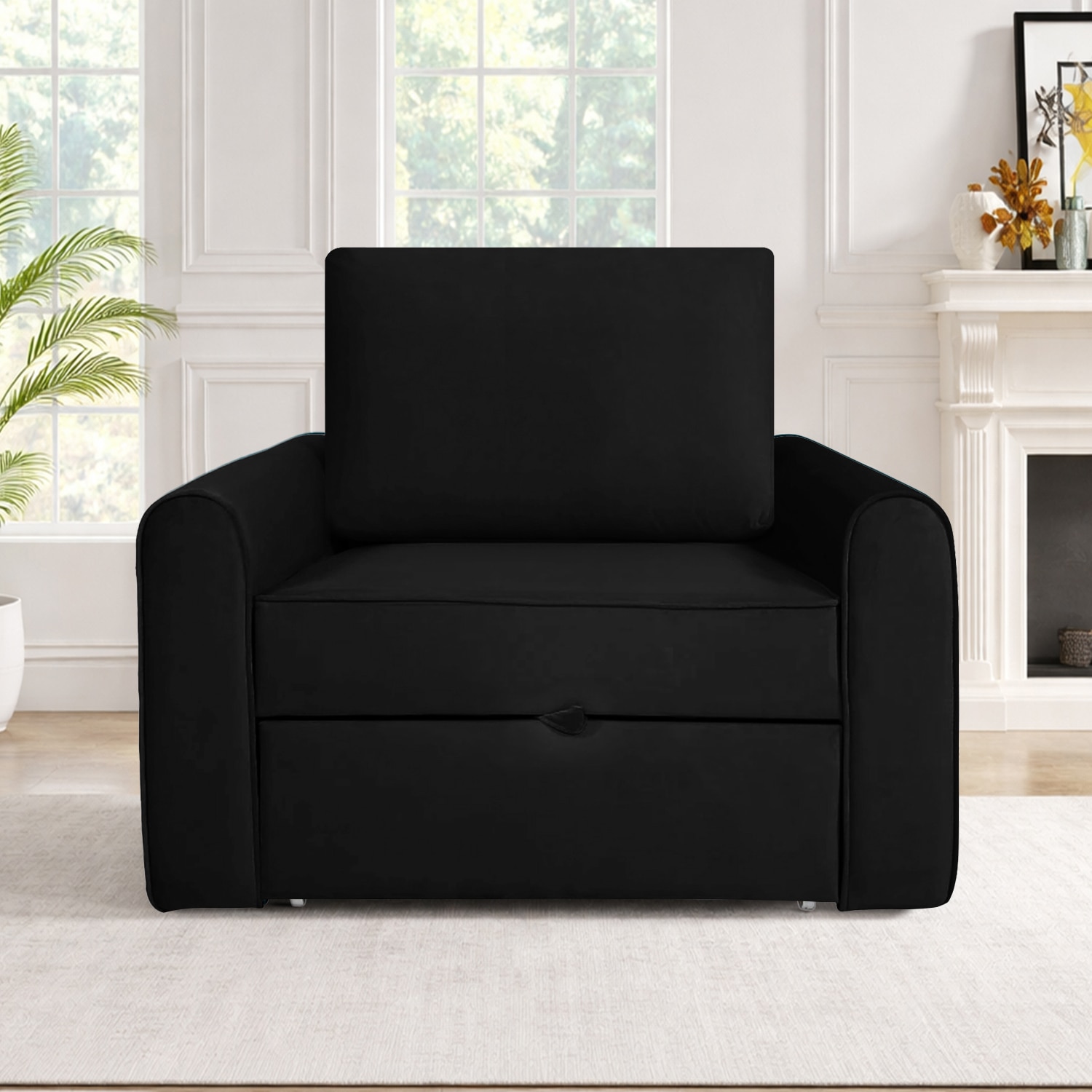 Clevam  Pull Out Sofa cum Bed  in Black Colour - Home Lifestylez