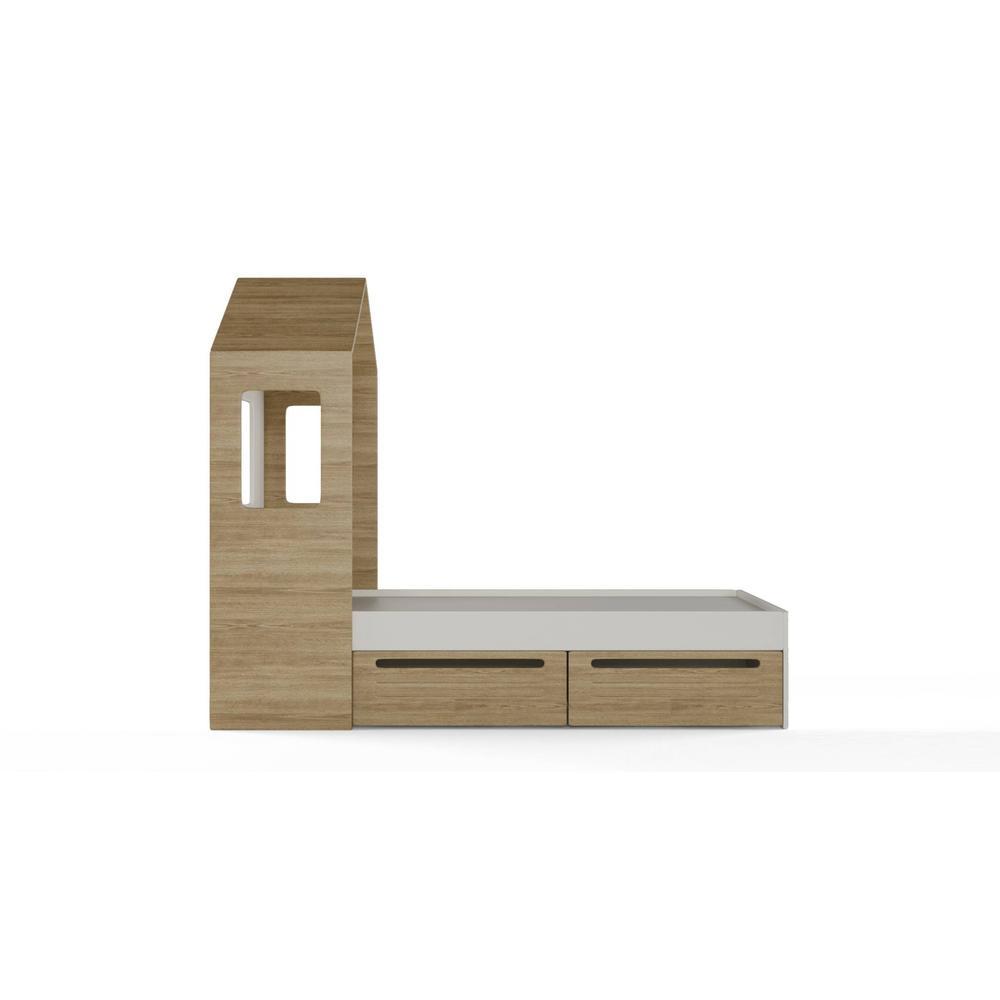 Pine Engineered Wood Box Storage Bed in Oak Colour
