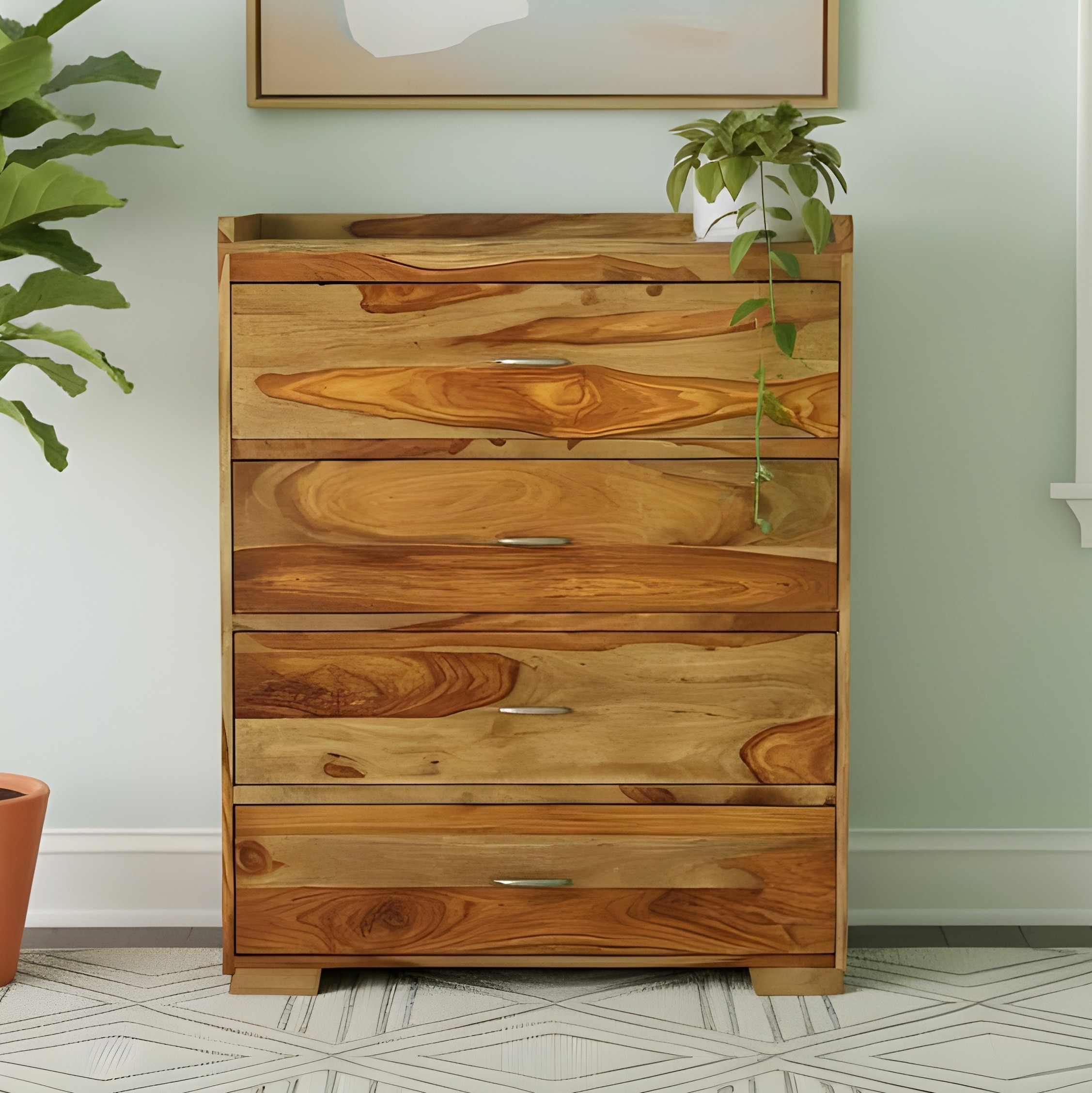 Elder Sheesham Wood Chest of Drawers in TEAK FINISH