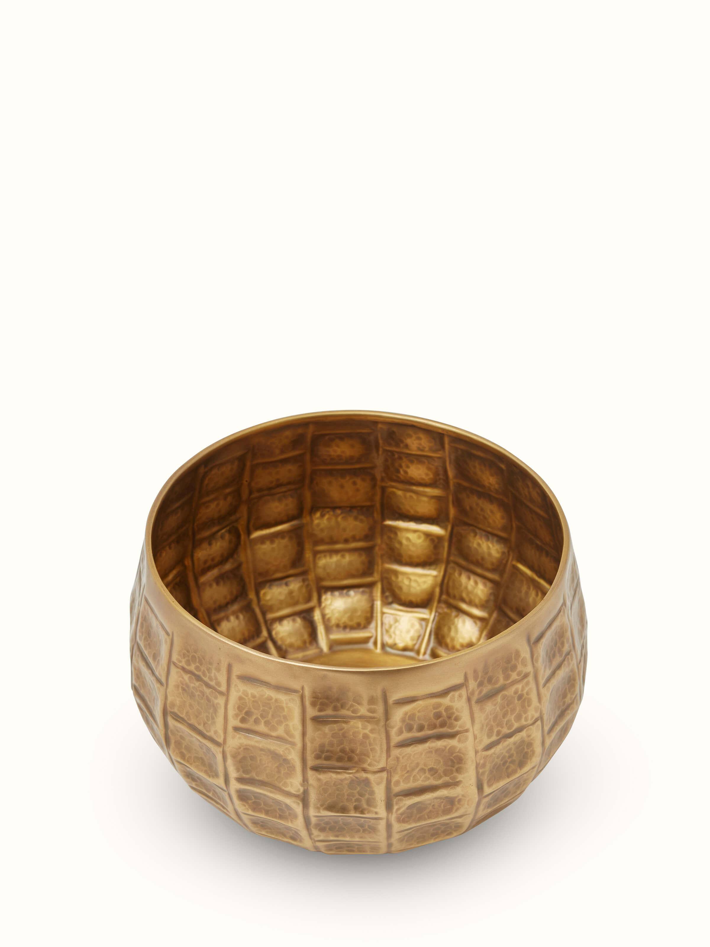 Alternate view of Antique Brass Planter showing different angles of the planter's design.